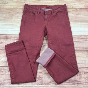 prAna Womens Kara Jeans Size 6 (31x32) Wine Red Denim Organic Cotton Skinny Fit